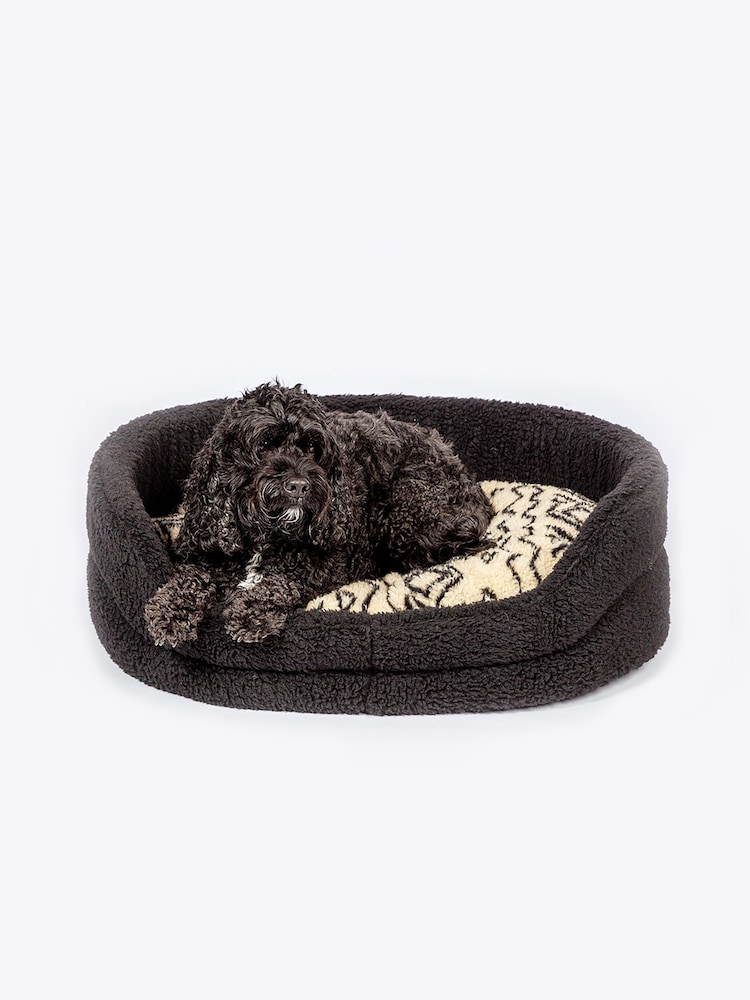 Danish Designs Neutral Fleece Geometric Slumber Dog Bed - Image 1 of 6
