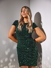 M&Co Green Sequin Velvet Dress - Image 1 of 5