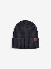 Navy Blue Knitted Rib Beanie Hat (1-16yrs) - Image 1 of 2