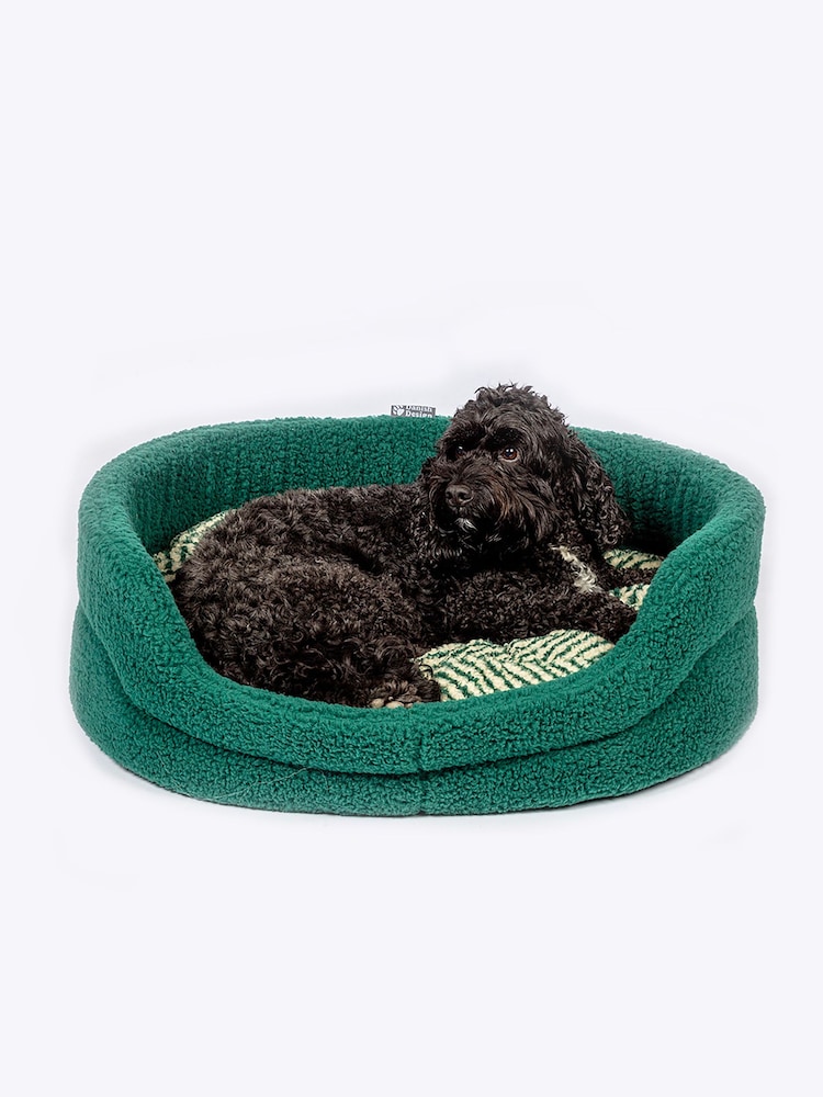 Danish Designs Green Fleece Herringbone Slumber Dog Bed - Image 1 of 6