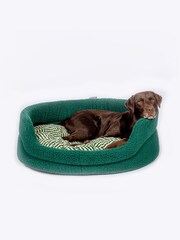 Danish Designs Green Fleece Herringbone Slumber Dog Bed - Image 2 of 6