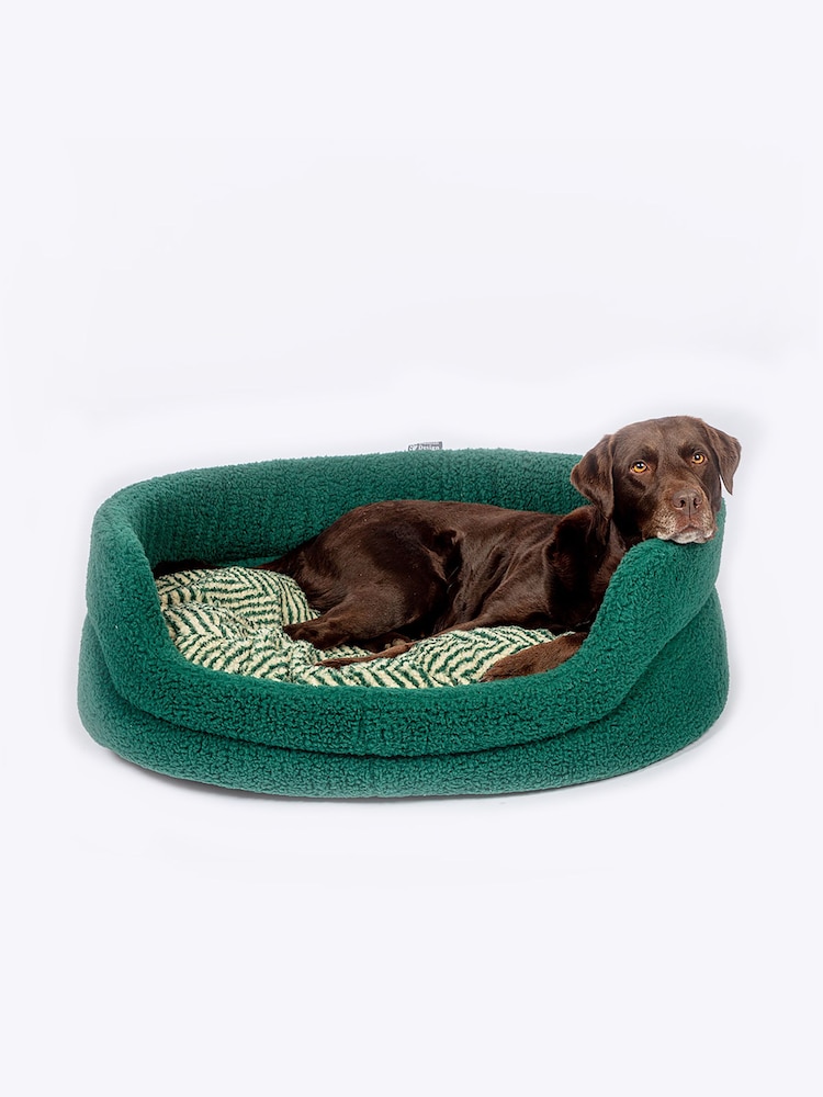 Danish Designs Green Fleece Herringbone Slumber Dog Bed - Image 2 of 6