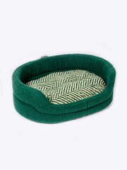 Danish Designs Green Fleece Herringbone Slumber Dog Bed - Image 4 of 6