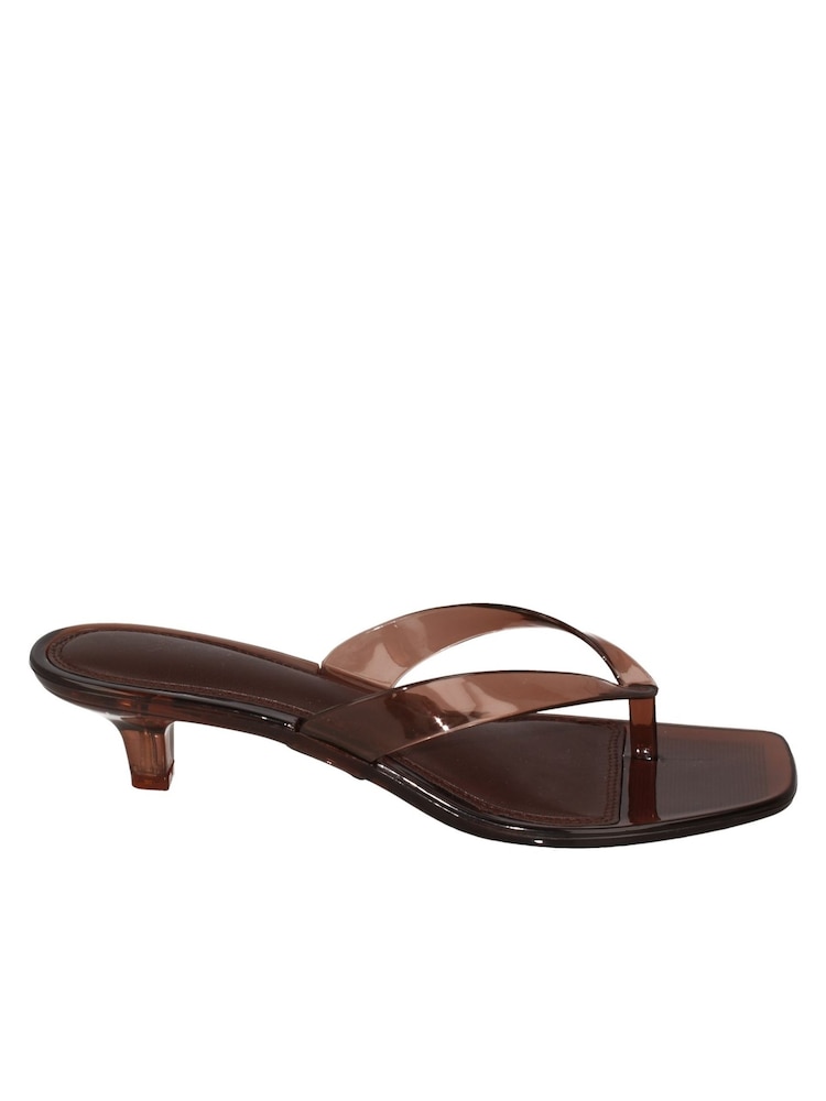 Novo Brown Lillie Toe Post Low Heel Jelly Mule Sandals - Image 2 of 2 Novo Brown Lillie Toe Post Low Heel Jelly Mule Sandals - Image 2 of 2