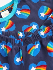 Little Bird by Jools Oliver Blue Rainbow Heart Sweat Top and Short Set - Image 7 of 7