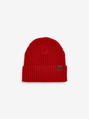 Red Knitted Rib Beanie Hat (1-16yrs) - Image 1 of 2