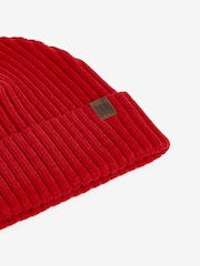 Red Knitted Rib Beanie Hat (1-16yrs) - Image 2 of 2