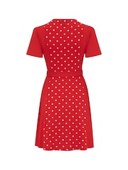 Pour Moi Red Priya Slinky Jersey Panel Short Sleeve Dress - Image 5 of 5