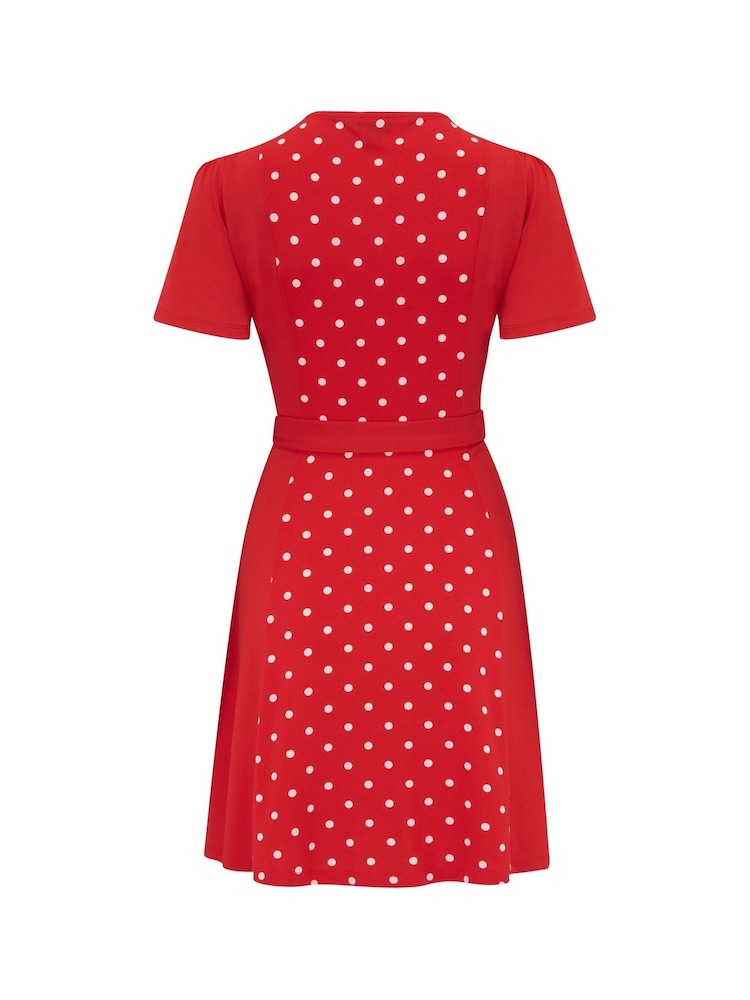 Pour Moi Red Priya Slinky Jersey Panel Short Sleeve Dress - Image 5 of 5