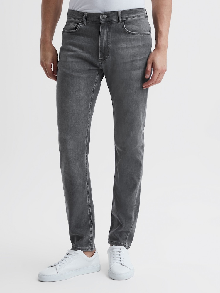 Reiss Washed Grey Harry Slim Fit Washed Jeans - Image 1 of 5