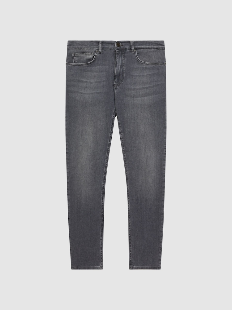 Reiss Washed Grey Harry Slim Fit Washed Jeans - Image 2 of 5