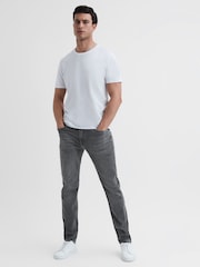 Reiss Washed Grey Harry Slim Fit Washed Jeans - Image 3 of 5