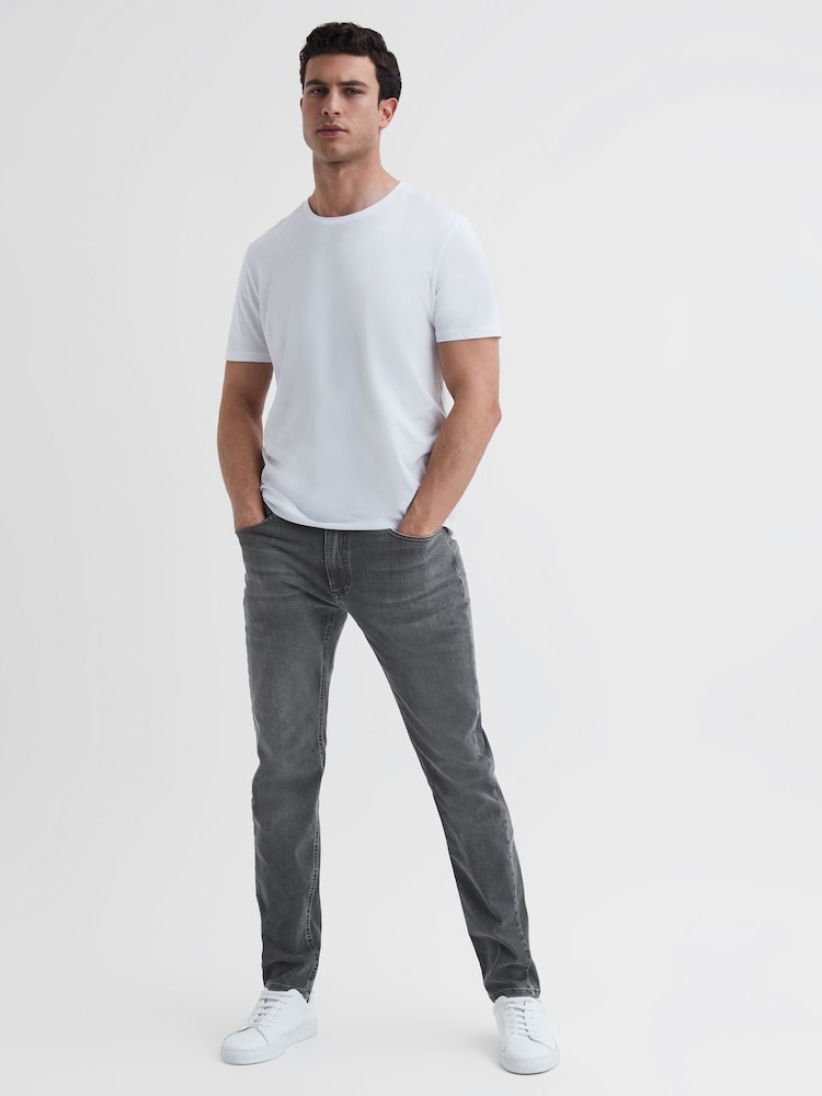 Reiss Washed Grey Harry Slim Fit Washed Jeans - Image 3 of 5