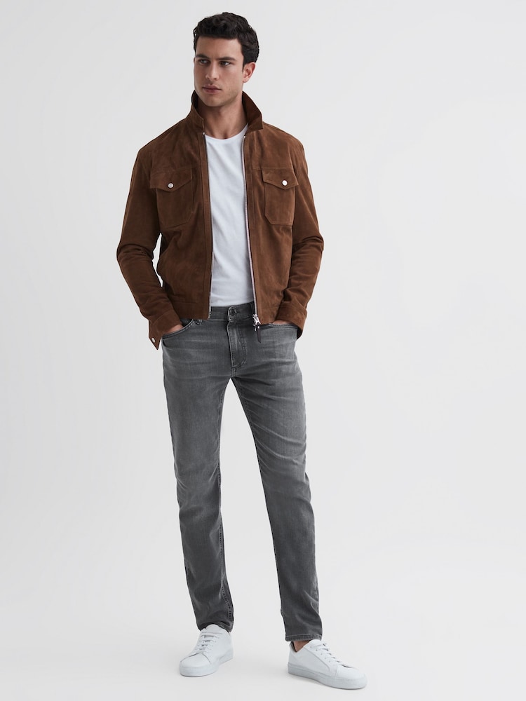 Reiss Washed Grey Harry Slim Fit Washed Jeans - Image 5 of 5