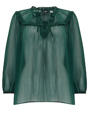 Зеленый - Шифоновая блузка с рукавами 3/4 Pour Moi Sian - Изображение 3 из 4