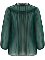 Зеленый - Шифоновая блузка с рукавами 3/4 Pour Moi Sian - Изображение 4 из 4