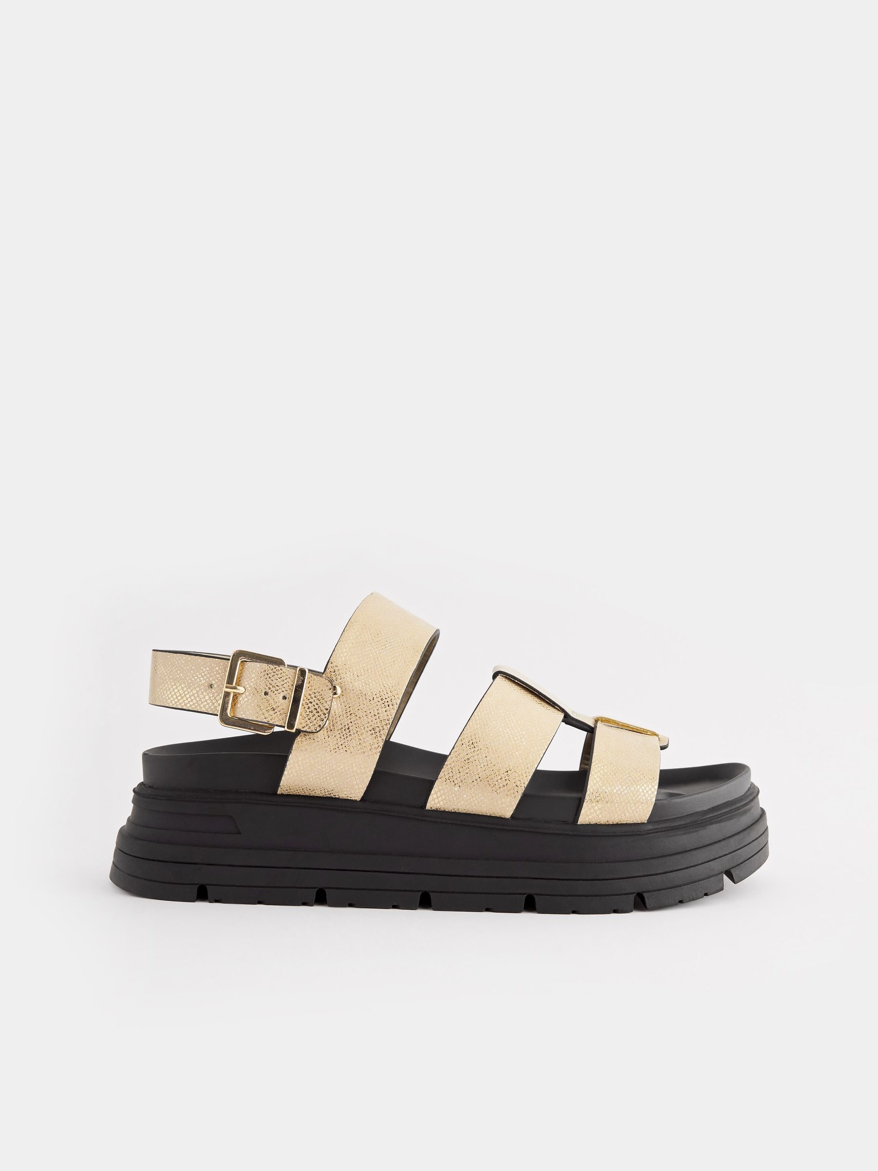 Buy Gold Textured Regular/Wide Fit Gladiator Chunky Platform Sandals from  Next Luxembourg