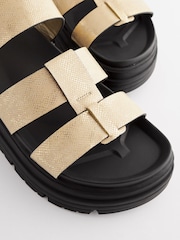 Gold Textured Regular/Wide Fit Gladiator Chunky Platform Sandals - Image 6 of 8