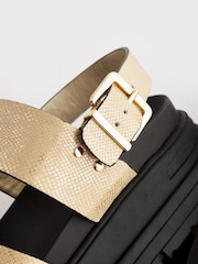 Gold Textured Regular/Wide Fit Gladiator Chunky Platform Sandals - Image 7 of 8