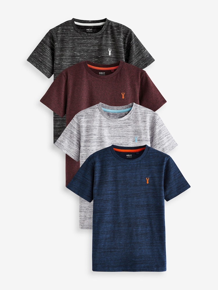 Črna/siva/jagodičja rdeča/mornarsko modra teksturirana - kratek rokav; s kratkimi rokavi Stag Embroidered majica 4 Pack (3-16yrs) - Slika 1 iz 3
