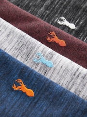 Črna/siva/jagodičja rdeča/mornarsko modra teksturirana - kratek rokav; s kratkimi rokavi Stag Embroidered majica 4 Pack (3-16yrs) - Slika 3 iz 3