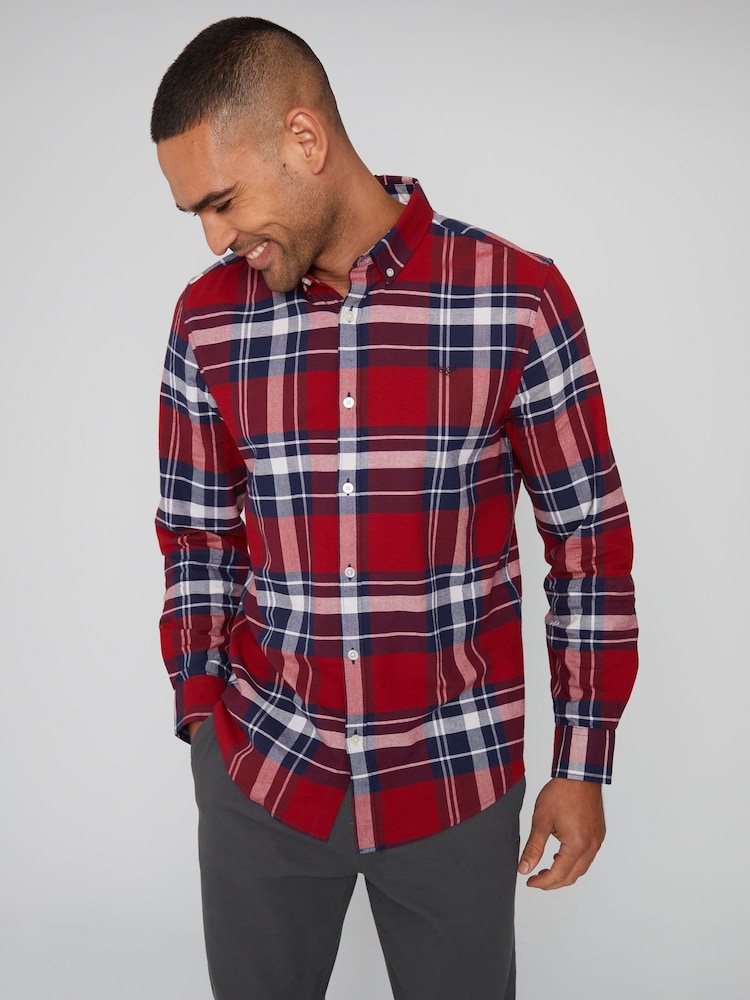 Threadbare Red 100% Cotton Long Sleeve Check Shirt - Image 1 of 4