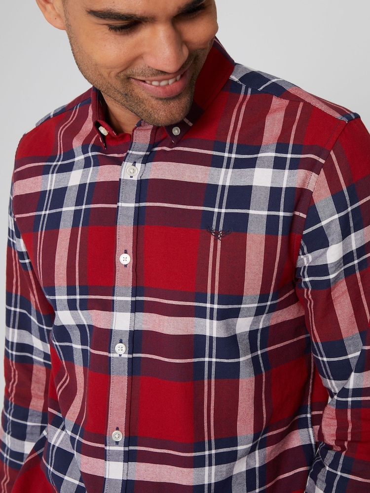 Threadbare Red 100% Cotton Long Sleeve Check Shirt - Image 4 of 4