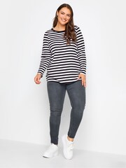 Yours Curve Dark Green Longsleeve Stripe T-Shirts 2 Packs - Image 5 of 5