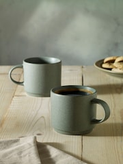 Set of 2 Green Elda Stacking Mugs - Image 1 of 4