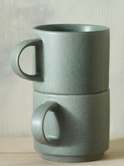 Set of 2 Green Elda Stacking Mugs - Image 2 of 4