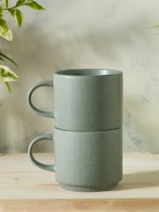Set of 2 Green Elda Stacking Mugs - Image 3 of 4