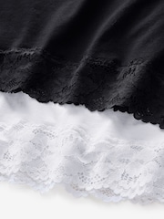 Black/White Long Cotton Short Half Slips 2 Pack - Image 4 of 4