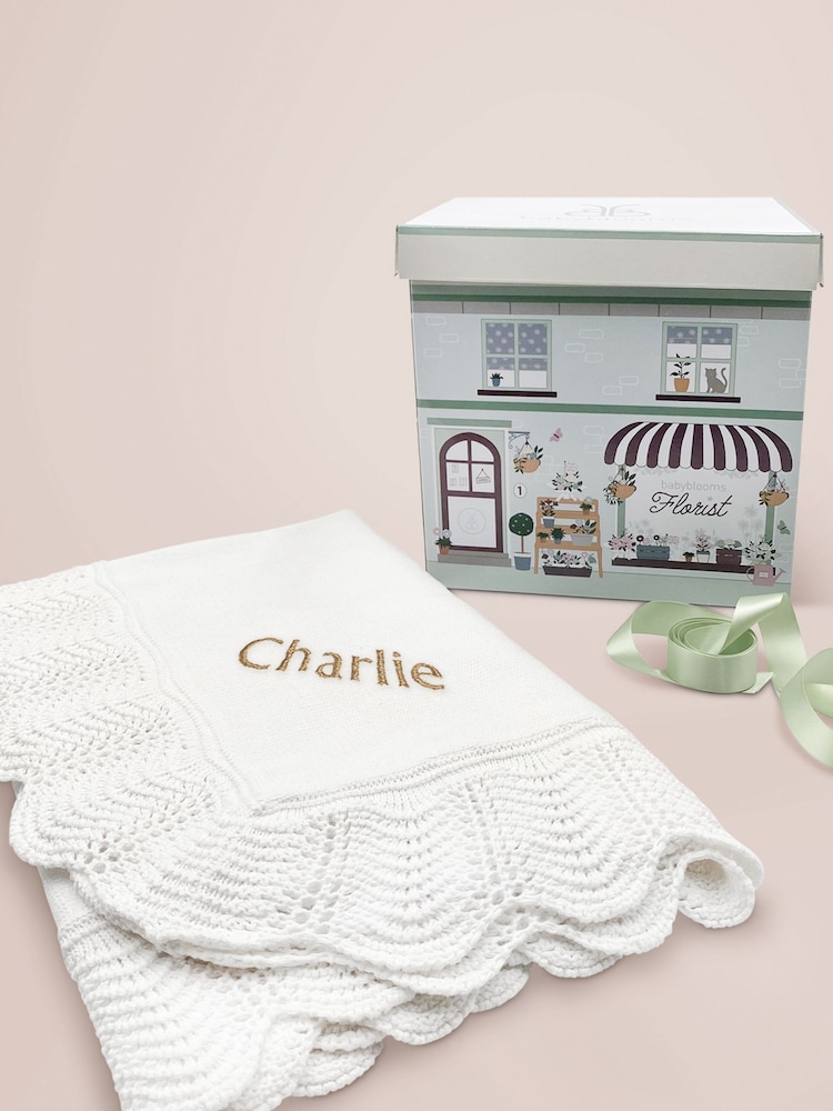 Babyblooms 100% Cotton Personalised Luxury Knitted Baby Blanket Gift - Image 1 of 3