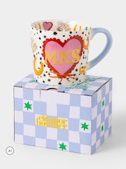 Eleanor Bowmer White, Pink, Plue Mr & Mrs Heart Mug - Image 4 of 4