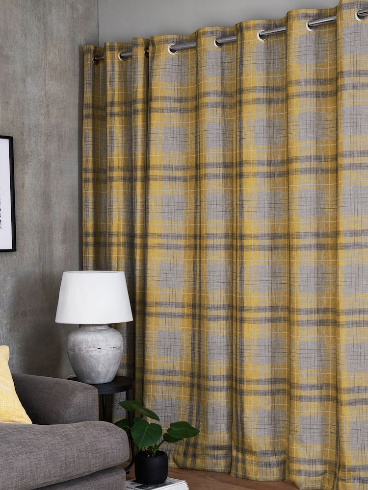 Gold Astley Check Made To Measure Curtains - Image 2 of 10