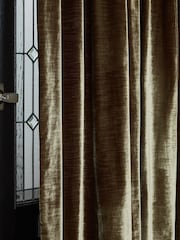 Olive Green Collection Luxe Heavyweight Plush Velvet Super Pencil Pleat Thermal Door Curtain - Image 2 of 6