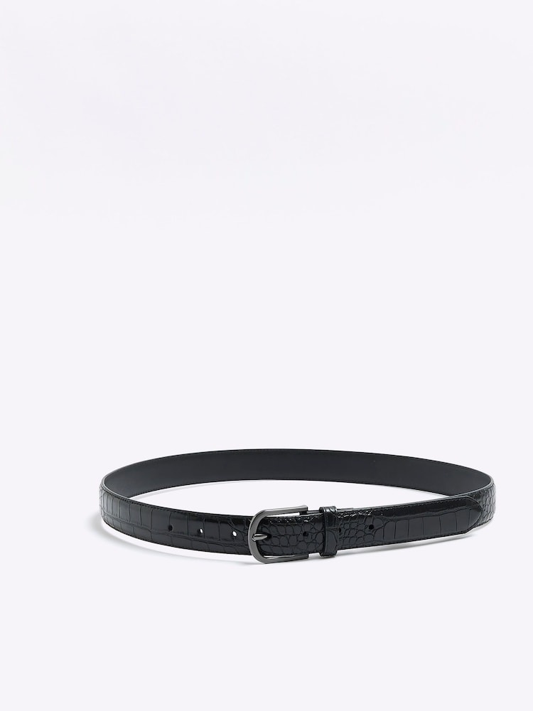 River Island Black Croc Belt - Image 1 of 2