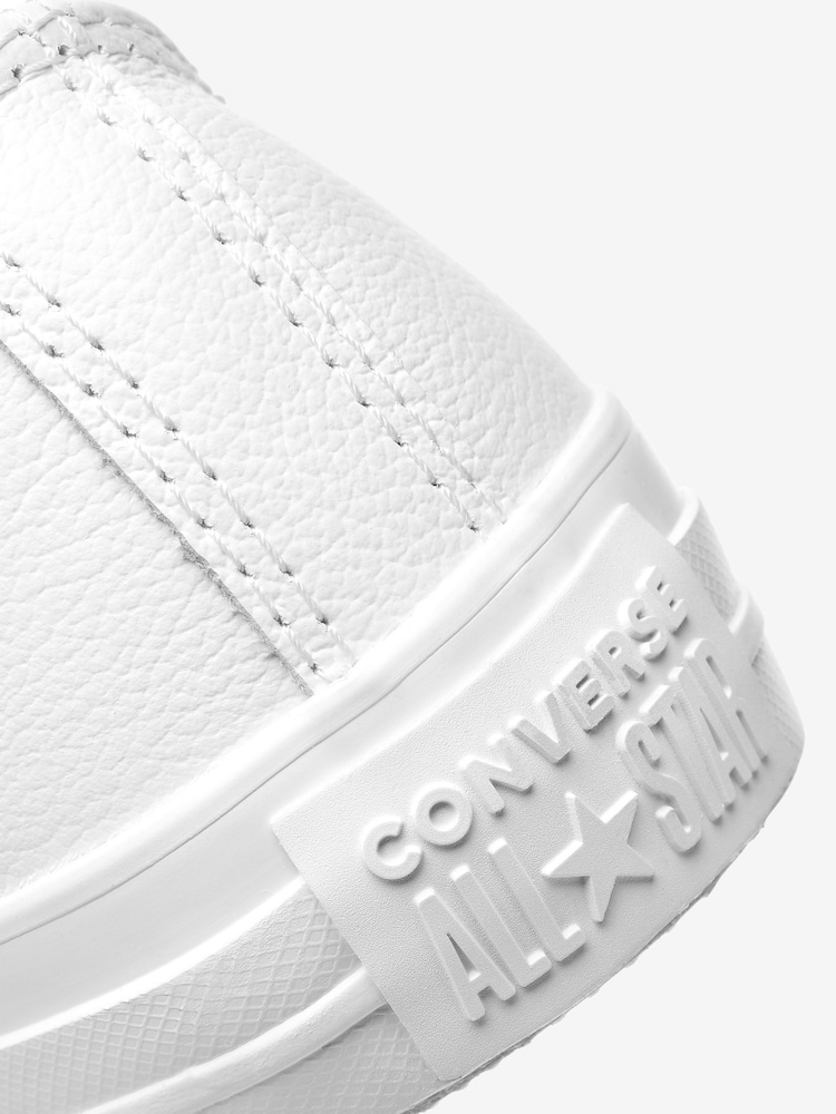 Converse White Chuck Taylor All Stars Leather Ox Trainers - Image 10 of 11