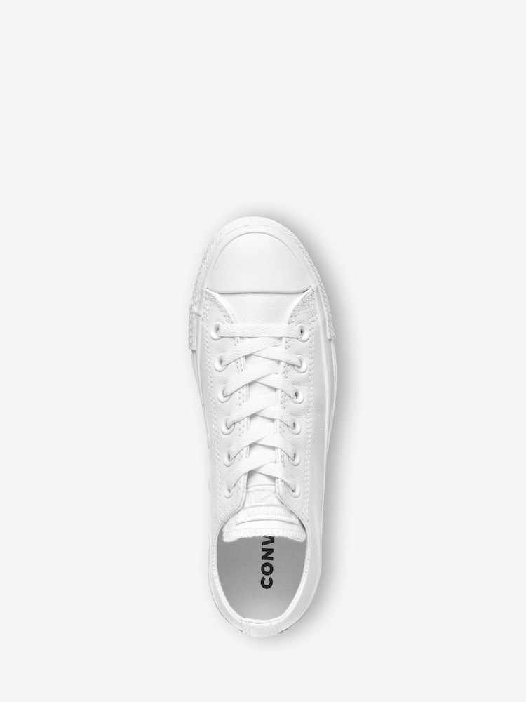 Converse White Chuck Taylor All Stars Leather Ox Trainers - Image 8 of 11