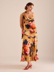 Anthropologie Yellow Floral Drop-Waist Maxi Skirt - Image 1 of 5
