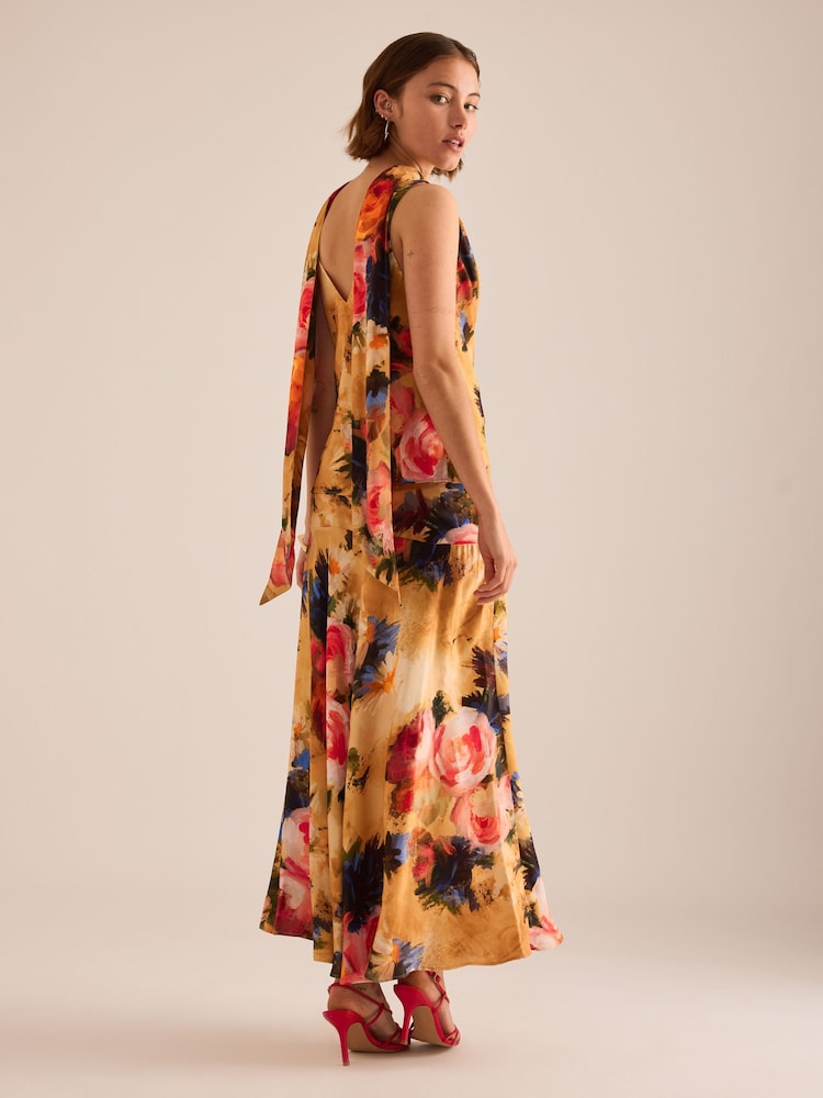 Anthropologie Yellow Floral Drop-Waist Maxi Skirt - Image 2 of 5