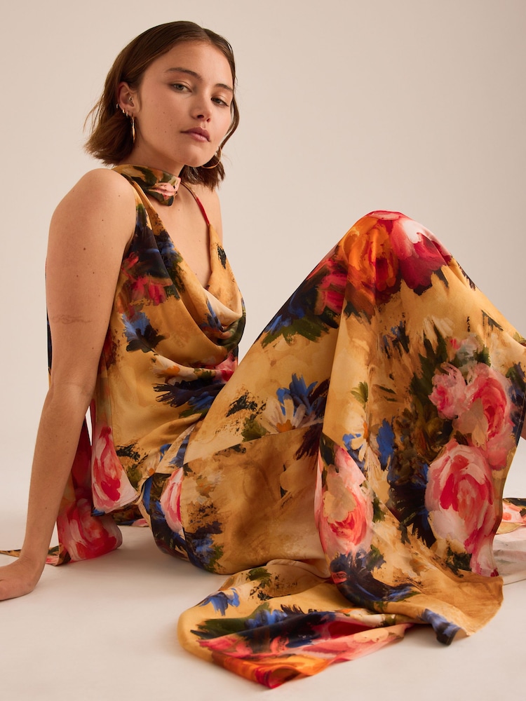 Anthropologie Yellow Floral Drop-Waist Maxi Skirt - Image 5 of 5