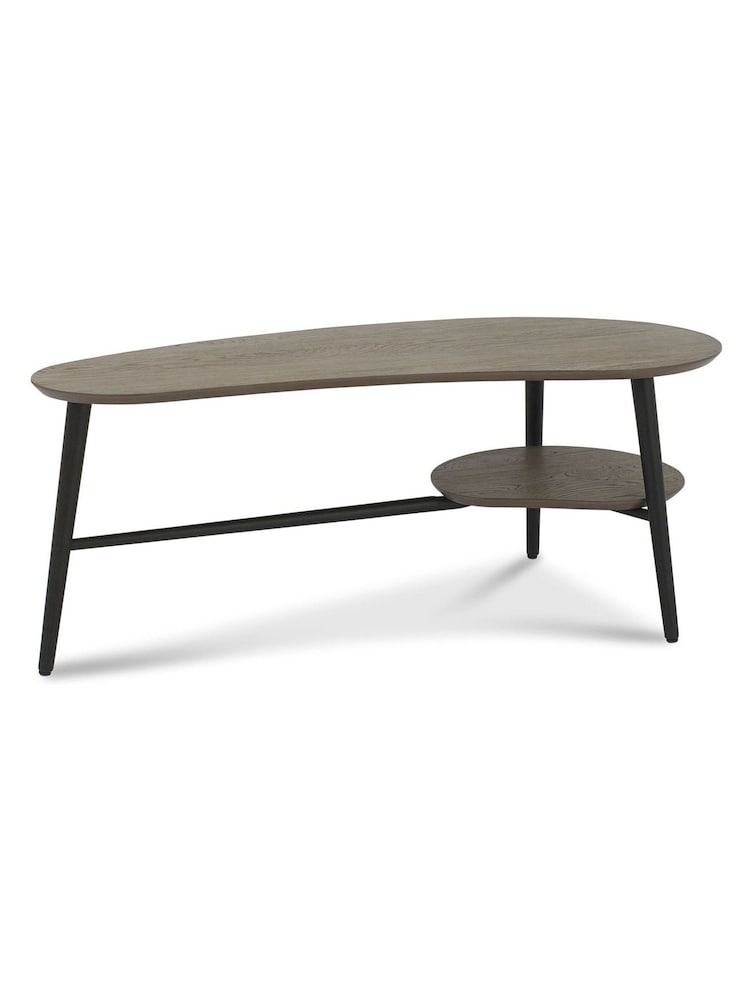 Bentley Designs Natural Vintage Weathered Oak Shaped Coffee Table - Image 2 of 2
