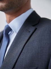 Navy Blue Regular Fit Check Suit Jacket - Image 1 of 7