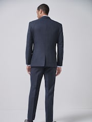 Navy Blue Regular Fit Check Suit Jacket - Image 3 of 7