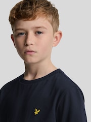 Lyle & Scott Navy Blue Boys Essentials 100% Cotton Crew Neck T-Shirt - Image 4 of 7