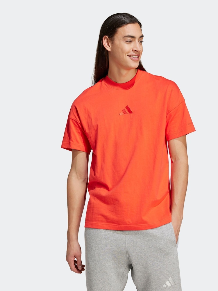 adidas Dark Red All SZN 100% Cotton T-Shirt - Image 1 of 8