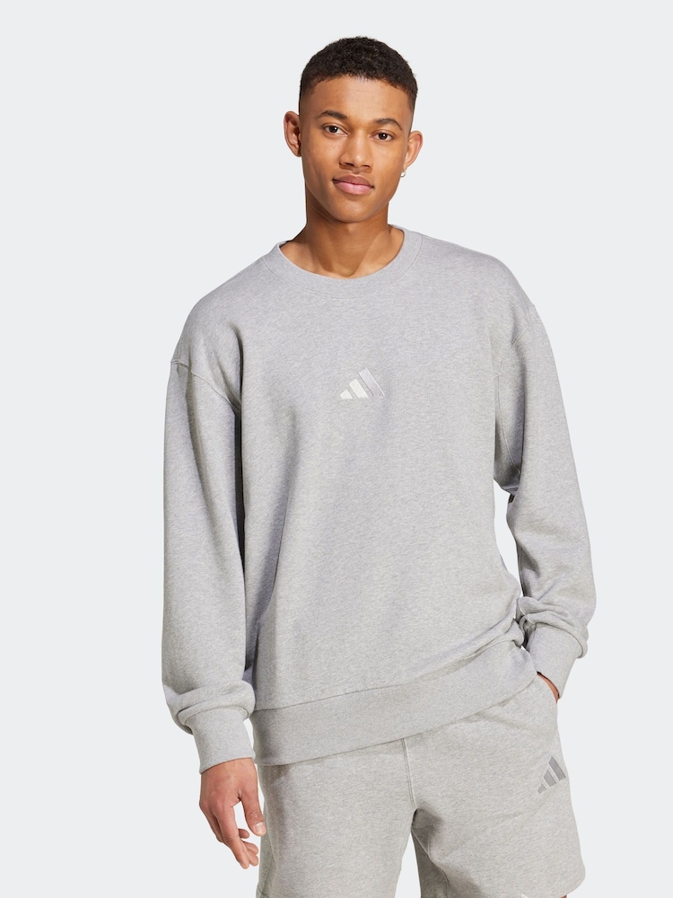 adidas Grey ALL SZN French Terry Crew 100% Cotton Sweatshirt - Image 1 of 7