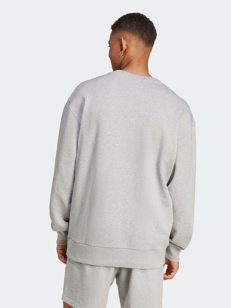 adidas Grey ALL SZN French Terry Crew 100% Cotton Sweatshirt - Image 2 of 7