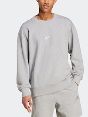 adidas Grey ALL SZN French Terry Crew 100% Cotton Sweatshirt - Image 3 of 7